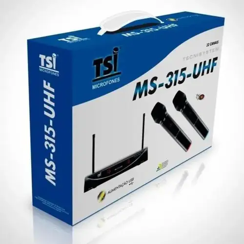 Microfone TSI MS-315-UHF Sem Fio Duplo