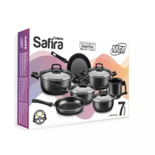 Conjunto de Panelas Antiaderente Safira Cristal 5 Peças Grafite MTA - 5670