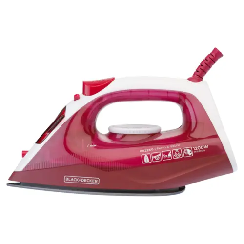 Ferro de Passar Roupa a Vapor Black + Decker Antiaderente 1200W 127V Rosa - FX2250-BR