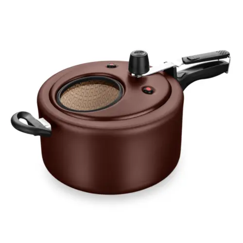 Panela de Pressão MTA Antiaderente Com Visor 6L Fechamento Superior Chocolate - 9190