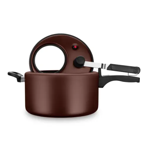 Panela de Pressão MTA Antiaderente Com Visor 6L Fechamento Superior Chocolate - 9190