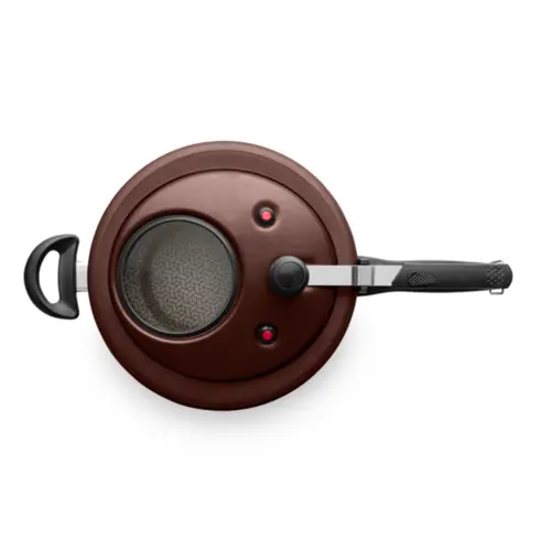 Panela de Pressão MTA Antiaderente Com Visor 6L Fechamento Superior Chocolate - 9190