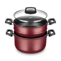 Panela a Vapor MTA Cozivapor Cristal 3 em 1 20cm 3.2L Cereja - 8962