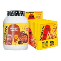 Kit Whey Havanna Grego DL Choc. Belga 450g + Whey W100 DL (12 Sachês)
