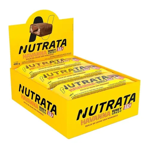 Barra de Proteína Havanna Whey Grego Doce de Leite e Morango 40g C/12 unidades