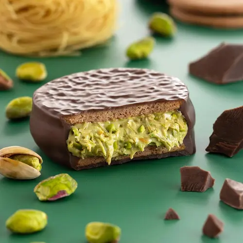 Kit Caixa Alfajor Dubai Pistache C/4 unidades + 10 Havannitas Ao Leite Com Doce De Leite
