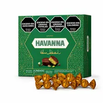 Kit Caixa Alfajor Dubai Pistache C/4 unidades + 10 Havannitas Ao Leite Com Doce De Leite