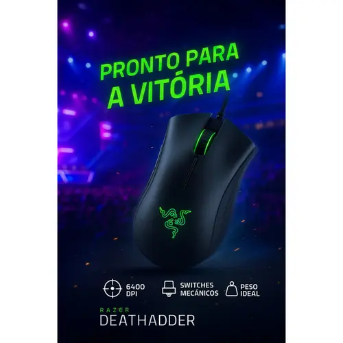 Mouse Gamer Razer Deathadder Essential 6400 DPI Preto - RZ01-03850100-R3U1