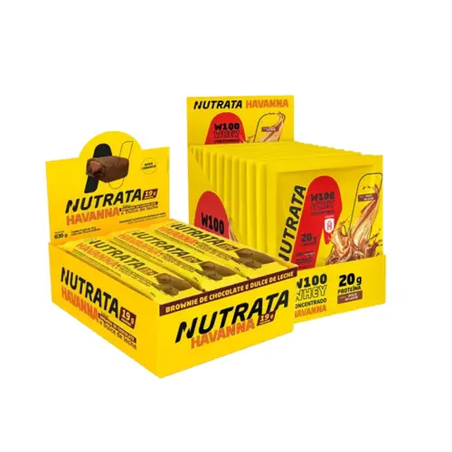 Kit Barra de Proteína Protobar Brownie e Doce de Leite C/9 unidades + Whey  W100 Doce de Leite C/12 Sachê