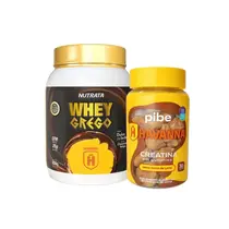 Kit Pote de Creatina em goma & Whey Grego Doce de Leite com Chocolate Belga 450g
