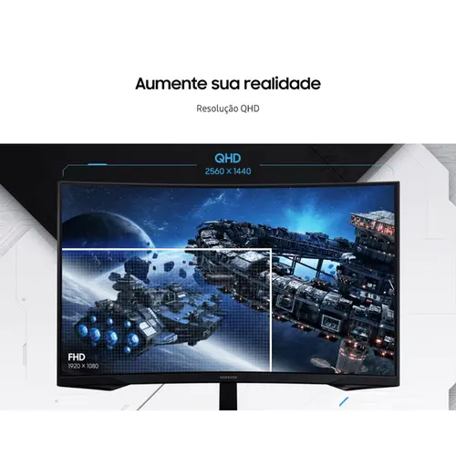 Monitor Gamer Curvo 32'' Samsung Odyssey G5  QHD HDR10 165Hz 1ms HDMI DP Freesync Pivot - LS32CG552ELMZD