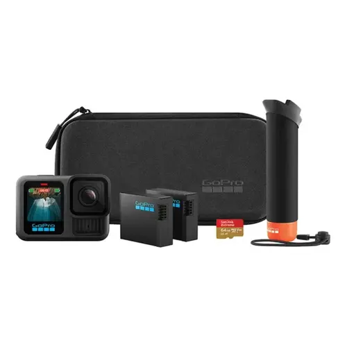 Câmera GoPro HERO 13 Bundle + The handler + 2 Baterias + 64GB 5,3K HLG HDR IPX7 CHDRB-131-MY Preto