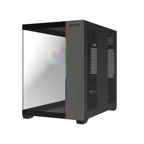Gabinete Gamer Redragon Tesseract Mid Tower ATX ARGB Lateral em Vidro Sem FANs Preto - CA-614B