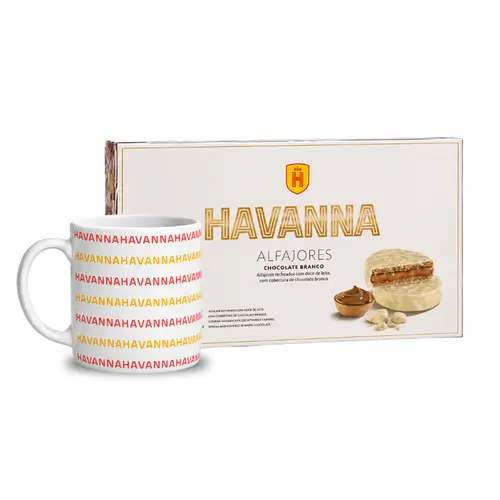 Kit Caneca Com Alfajor Chocolate Branco C/6