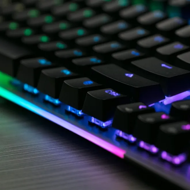 Teclado Gamer HyperX Mars RGB Mecânico US Switch Outemu Blue HX