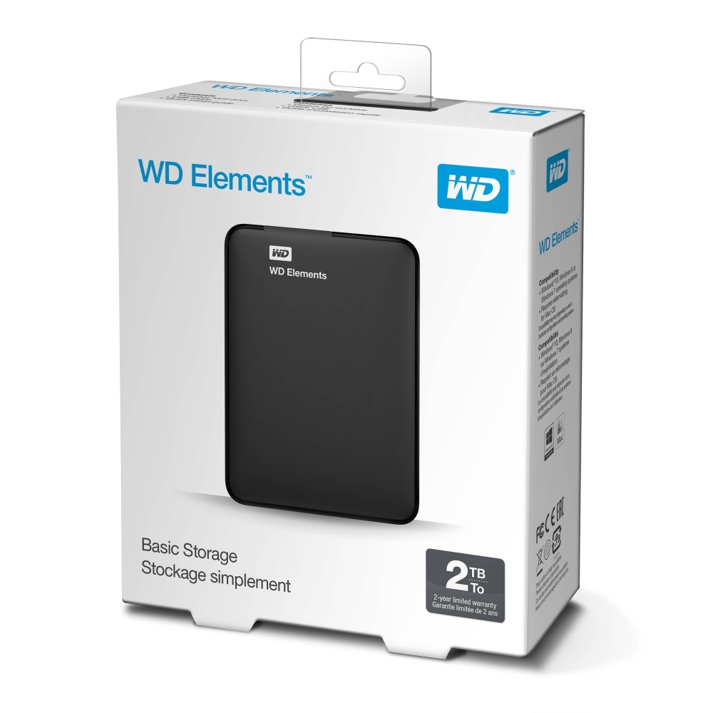 HD Externo Portátil WD Elements 2TB USB 3.0 Preto