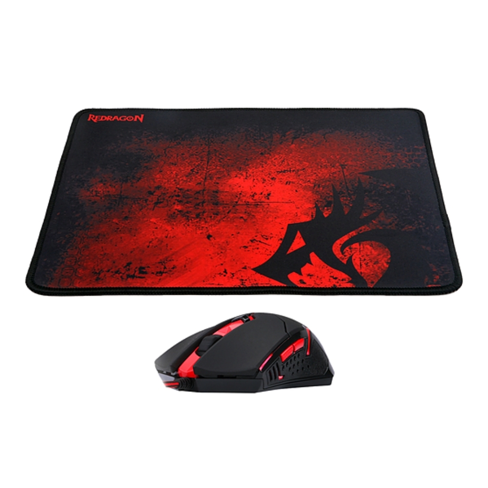 Combo Gamer Mouse e Mousepad Redragon Centrophorus LED Vermelho M601BA