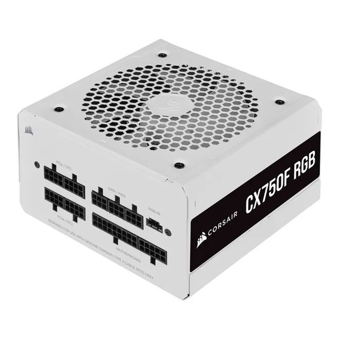 Fonte Corsair CX750F RGB Branca 750W 80Plus Bronze Full Modular CP