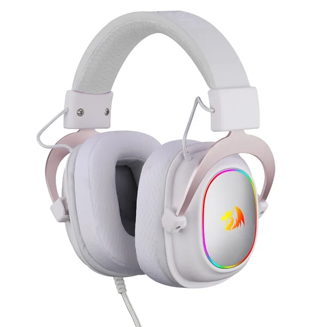 Headset Gamer Redragon Zeus X 7.1 RGB Branco com Rose USB - H510WR