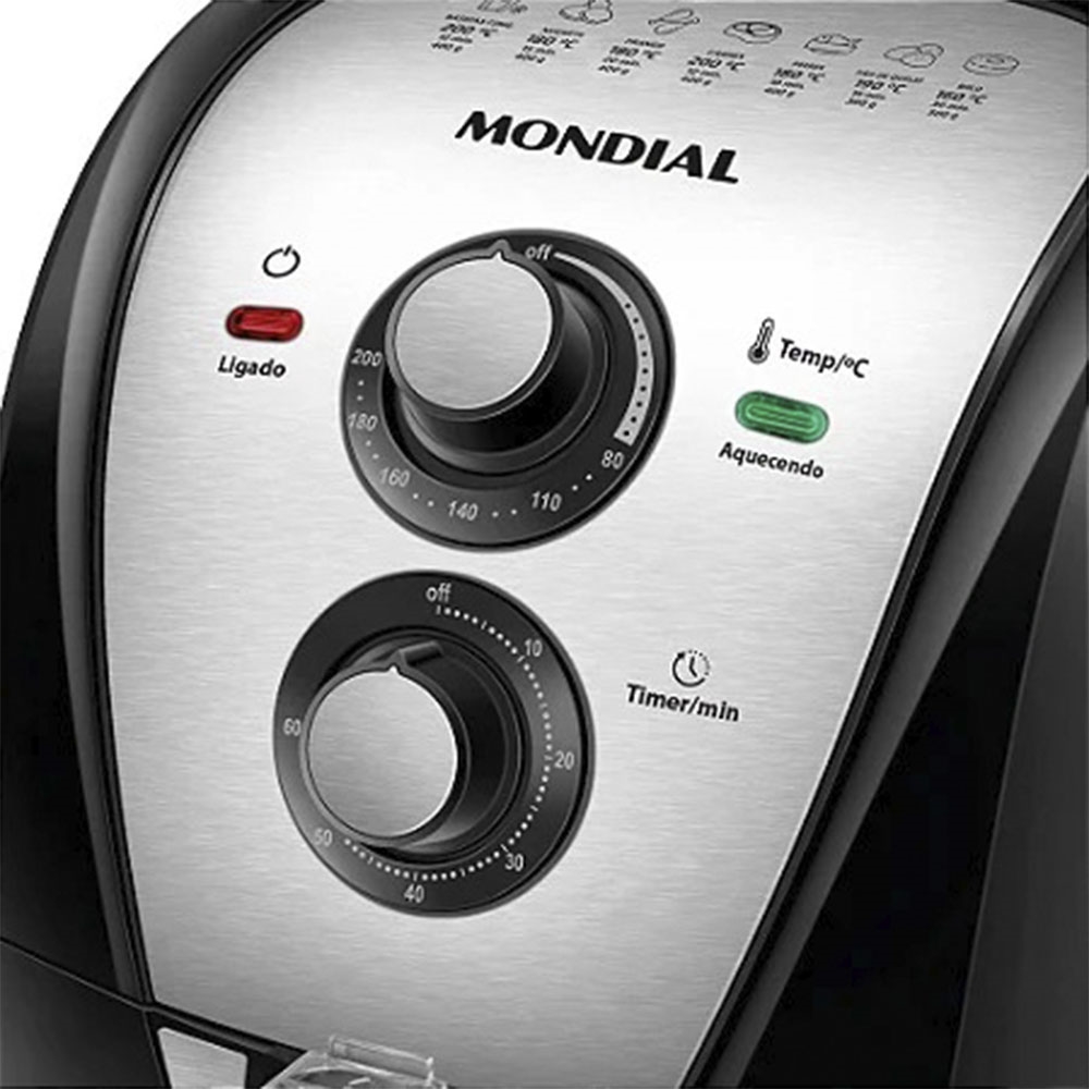 Fritadeira Elétrica Air Fryer Mondial sem Óleo 4 Litros 110V Preta
